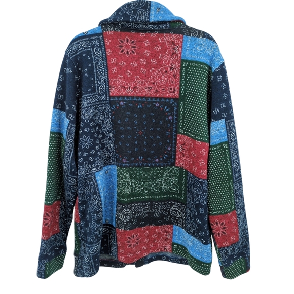 Levi's Hillen Cardigan Sweater Fleece Patchwork Handkerchief Button Up Men's XL - Picture 2 of 11